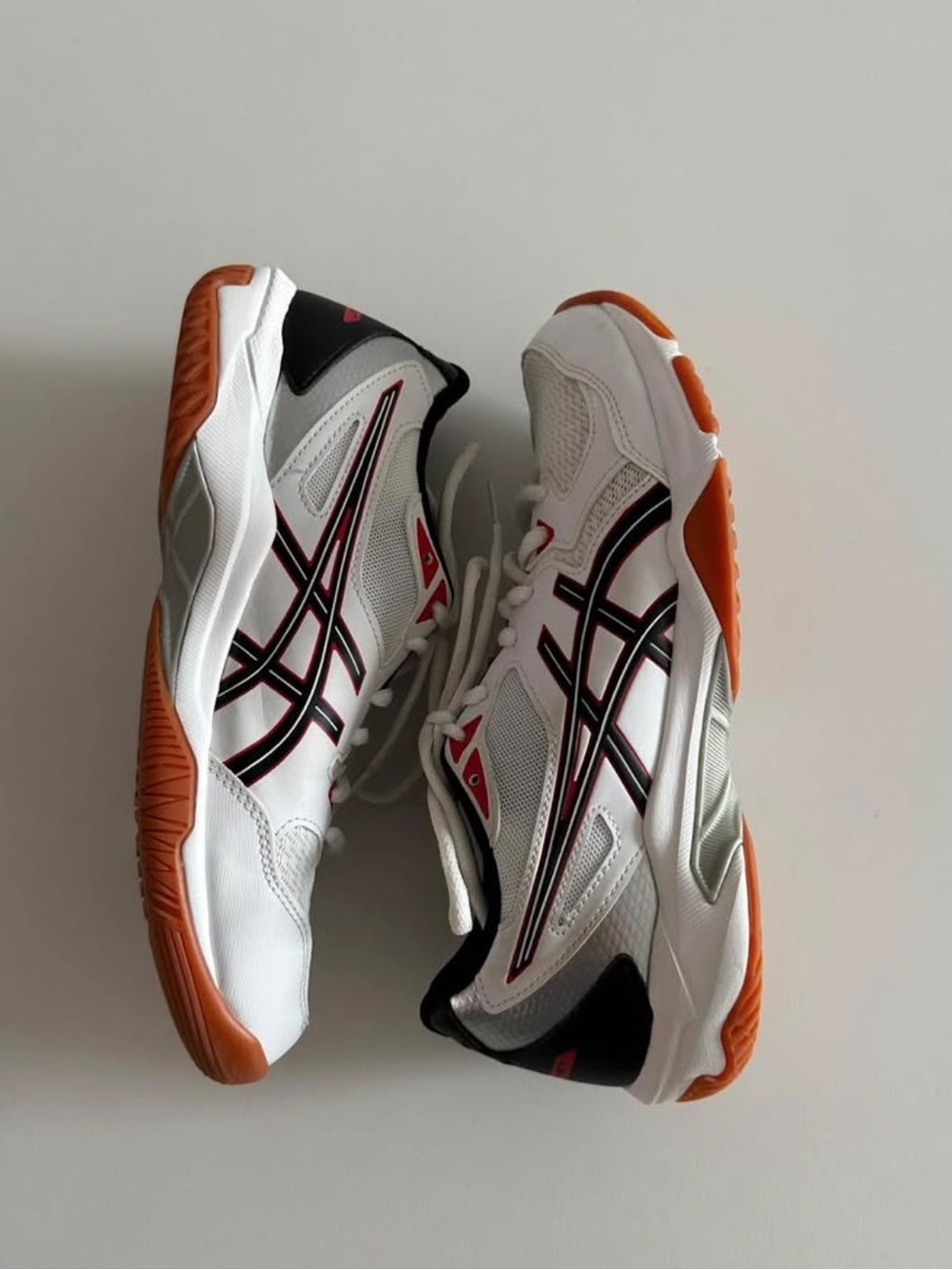 ASICS White Black Orange Men's Indoor Court Sneakers